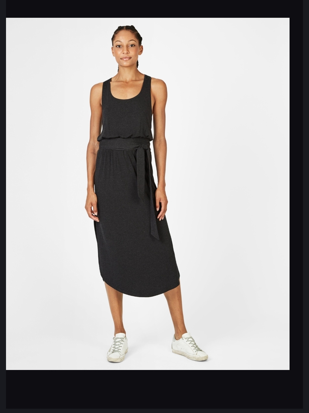 Sweaty Betty Athena Sleeveless Midi Tie-Waist Skirt Dress - Black